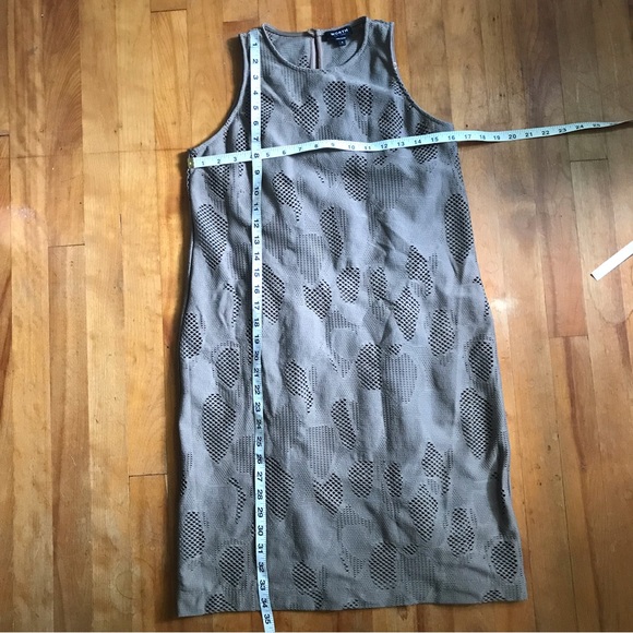 Worth New York Sheath Dress Brown Stretch Cut Out Lined Slip - Picture 5 of 8